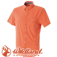 【Wildland 荒野 男款 彈性格子布短袖襯衫《橘》】0A51208/春夏款/短袖/襯衫