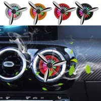 Car Air Freshener LED Light Air Force Propeller Shape Perfume Vent Clip Aromatherapy Fan Odor Removal Auto Perfume Diffuser