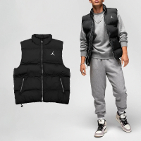 NIKE 耐吉 背心 Jordan Essential 男款 黑 白 立領 保暖 拉鍊口袋 喬丹 防風 外套(FB7308-010)