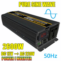 Pure Sine Wave Inverter 12V To 220V 1000W 1800W 2000W 2600W DC To AC Voltage Converter 12V 220V Mini-car Power Supply