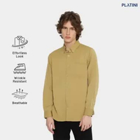 Platini Baju Kemeja Pria Lengan Panjang Polos Polinosic Kuning Gading 66113 S