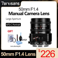 7artisans 50mm F1.4 Tilt Lens Manual Lens Large Aperture APS-C Tilt Portrait Lens ForSony E Fujifilm XF M/43 Mount Cameras