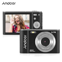 Andoer กล้องดิจิตอลขนาดเล็ก48MP 2.7K 2.88นิ้วหน้าจอ IPS 16X Zoom Face Detection แบตเตอรี่2ชิ้นในตัวสายคล้องมือกระเป๋าถือ