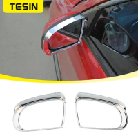 TESIN Car Chrome Rear View Mirror Rainshield Visor Cover Rain Eyebrow Rainproof Frame Trim Stickers For Jeep compass 2017+