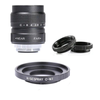 Fujian 25mm F1.4 CCTV TV lens + C-N1 Mount Ring for Nikon N1 mount J5 S2 J4 AW1 S1 J3 J2 J1 Mirroless Camera