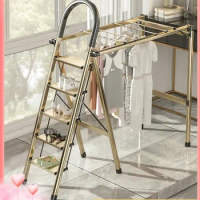 Folding Dual Use Step Ladder For Home Climbing Air Drying Ladder Stool Aviation Material Aluminium Ladder Stable Ladder 4 Steps