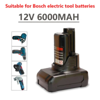 For bosch 6000MAH 12V Li-ion Rechargeable Battery Pack Replace for BOSCH Cordless Electric Drill Screwdriver BAT411 BAT412