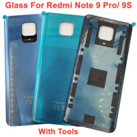 For Xiaomi Redmi Note 9S / Note 9 Pro Glass Battery Cover Hard Back Door Lid Rear Housing Panel Case + Original Sticker Adhesive