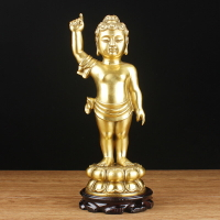 純銅太子佛釋迦牟尼佛像擺件銅浴佛指天指地佛家居供奉客廳工藝品