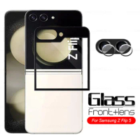 2IN1 Back Tempered Glass For Samsung Galaxy Z Flip 5 Full Coverage Rear Camera Lens Screen Protectors Z Flip5 Protective Glass