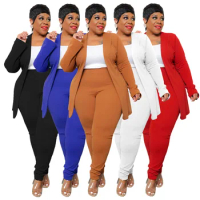 New Arrival Women Blazer 2 Piece Plus Size Women's Casual Blazer Pants Set Office Wear Plus Size Blazer Suit Two Piece Set