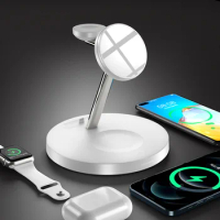 4 in 1 Wireless Charging Stand for iPhone15 14 13 12 11 XSMAX XR X 15W Fast Charge for Android Phone for Apple Watch for Airpods