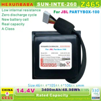 2pcs SUN-INTE-260 14.4V 16.8V 3400mAh 2500mAh Battery for Speaker JBL PARTYBOX-100 PARTYBOX100 4INR19/66 Z460 Z465