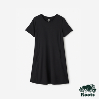 Roots 女裝- ACTIVE短袖平織洋裝-黑色
