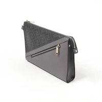 Tas FENDI FF DIAGONAL HALF BLACK GREY CLUTCH WITH HANDLE 100% ORIGINAL 26X3X20CM