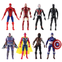8pcs/Set 18cm Marvel Avengers Spiderman Ironman Antman Captain America Black Panther Action Figure Model Toys Dolls Brinquedos