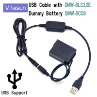 Power Bank 5V USB Cable + DMW-BLC12E Dummy Battery DMW-DCC8 for Panasonic Lumix DMC GH2 GH2K GH2S G81 G85 FZ1000 FZ2500 FZ300