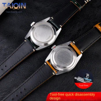 Quick release For Tudor Black Bay men's watch strap 1958 Soft cowhide leather watchband 20mm 22mm Fold clasp Yellow red blue