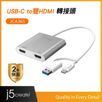 【j5create 凱捷】USB-C to 雙HDMI 轉接器4K+2K 外接雙螢幕顯示 – JCA365