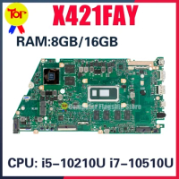 KEFU X421FAY Laptop Motherboard For ASUS VivoBook X421FA X421FL X421FQR X421FPY Mainboard W/i5-10210U i7-10510U 8GB/16GB-RAM