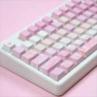 ECHOME Pink Cherry Blossom Theme Keycap Creative PBT Dye-sublimation Keyboard Cap Cherry Profile Key Cap for Mechanical Keyboard