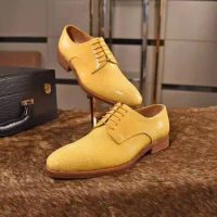 Genuine Stingray fish skin men business official shoe with cow skin shoe sole and lining yellow 2021 new shoes best quality
