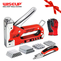 WISEUP 4 in 1 Stapler Furniture Heavy Duty Staple Gun Construction Stapler For Wood Stainless Steel Metal Hand Tool Nail Gun