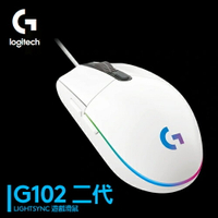 【Logitech 羅技】G102 第二代 RGB 炫彩遊戲滑鼠 白【三井3C】