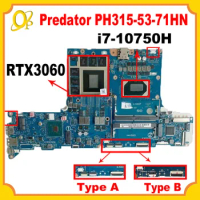 GH51M LA-K862P motherboard for Acer Predator PH315-53-71HN AN515-55 laptop motherboard with i7-10750H CPU RTX3060 6GB GPU DDR4
