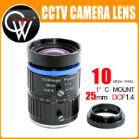 10pcs/lot 10Mega Pixel F1.4 HD 25mm CCTV lens C Mount Manual Varifocal Focal IR 1" 1:1.4 for Security CCTV Camera IP Camera