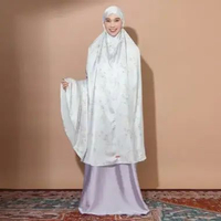 Lozy Hijab - Coquette Prayer Set Series 1 (Mukena Set Pattern Coquette Bahan Silk) Creamy Lilac