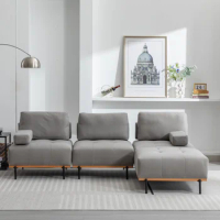 100.7'' L-Shape Sectional Sofa 3-Seater Couches with a Removable Ottoman, Comfortable Fabric for Living Room, Apartment