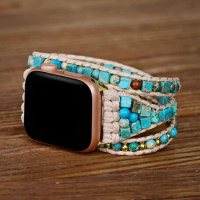 Natural Stone Apple Watch Band 3 Layers Turquoise Emperor Apple Watch Strap Gift for Women Wholesale&amp;Dropshipping