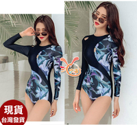 泳衣來福，C994泳衣華風長袖連身泳衣游泳衣泳裝M-2L正品，售價950元