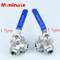 1/4" 3/8" 1/2" 3/4" 1" 2" Stainless Steel 304 BSP Thread Three 3 Three Way Ball Valve T-type L-type DN15 DN20 DN25 DN32