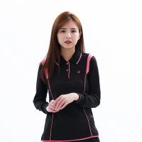 【遊遍天下】台灣製女款抗UV防曬涼感吸濕排汗機能長袖POLO衫GL1010黑色(M-3L)