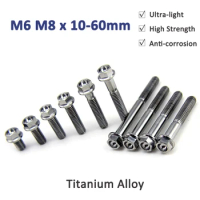 1pcs Silver Titanium Bolt M6 M8 x 10/15/20/25/30/35/40/45/50/55/60mm Flange Head External Hexagon Hex Head Screw GR5 Material