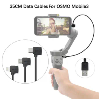 Charging Data Cable 35cm/14in Connect Line USB to Type-C Micro Lightning IOS for DJI OSMO Mobile 3 Handheld Stabilizer