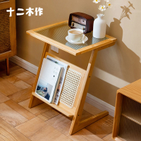 免運/可開票 茶几 桌子 客廳茶几 日式實木沙發邊幾客廳小茶幾桌子臥室床頭置物架藤編玻璃邊桌陽臺