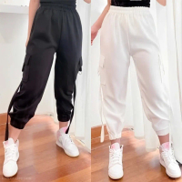 Celana Cargo Wanita Scuba Jogger Pants Hitam Putih Stretch Premium Kun Collection