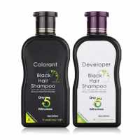 Dexe Black Hair color Shampoo 10 Mins Dye Hair Into Black Herb Natural Faster Black Hair Restore Colorant Shampoo and Treatment