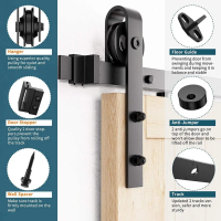 Barn Door Slide Track 4.9FT/6FT/6.6FT/8FTSteel Sliding Wood Barn Door Heavy Duty Sliding Barn Door H