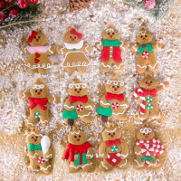 1set Gingerbread Man Ornaments Christmas Decorations Tree Hanging Charms Pendants for Home Kids New Year Gift 2023 Navidad Decor