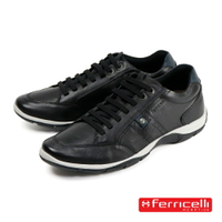 【Ferricelli】復古造型綁帶休閒鞋 黑色(F42530-BL) [APP下單享4%點數]