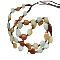 Hetian Jade Seed Carved White Beads, Necklace Rope, Natural Seeds