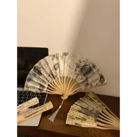 Chinese style folding small fan, summer antique style carry new Chinese portable Hanfu cheongsam cloth folding fan woman