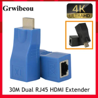 4k HDMI-compatible Extender RJ45 Ports LAN Network HDMI-compatible Extension Up To 30m Over CAT5e / 6 hotUTP LAN Ethernet Cable