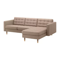LANDSKRONA 三人座沙發, 含躺椅/grann/bomstad 深米色/木材, 240x89x44 公分