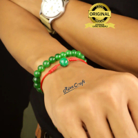 Gelang Batu Akik Alam Giok Hijau ASLI China Tiongkok Natural Ori Tali Merah Keren