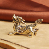 1PC Antique Copper Chinese Mythical Beast Pixiu Miniature Figurines Ornaments Brass Lucky Animal Qi Lin Desktop Decorations